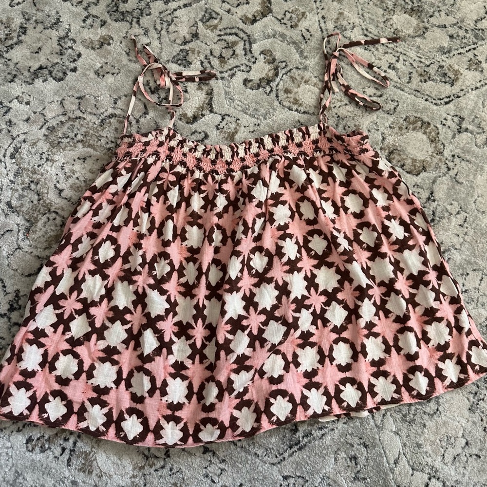 LOFT Pink and Brown Knit tank top